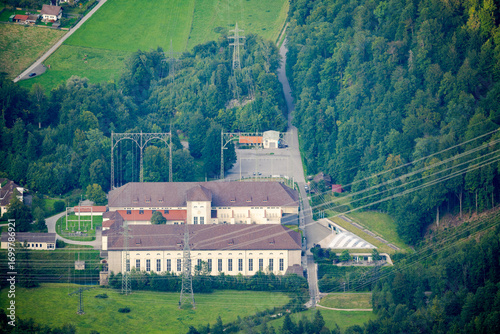 Erlebniskraftwerk Walchenseekraftwerk, hydroelectric power plant in Kochel am See, Upper Bavaria, seen from Herzogstand