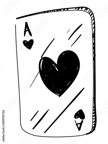 Ass. Zeichnung, Glück, Casino, Kartenspiel, Poker