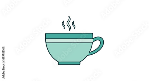 Minimalist Vector Illustration: A Refreshing Cup of Steaming Beverage on a White Background