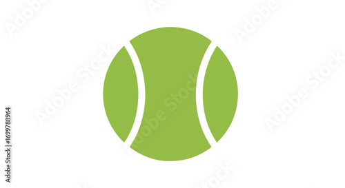 Vibrant green tennis ball illustration isolated on white background, sporting equipment icon for design and recreational themes