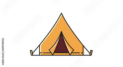 Stylized tent illustration evokes the essence of camping and outdoor adventure  minimalist design appeal makes it suitable for a travel-themed context