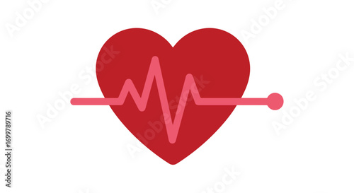 Minimalist Heart Rhythm Illustration for Medical and Wellness Concepts and Cardiovascular Health Awareness Campaign material