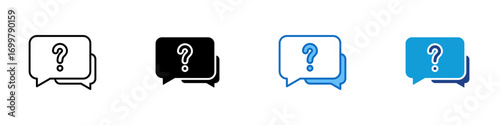 Chat Question Multiple Style Icon Sheet Design Vector - Chat bubble with question mark inside, representing inquiry or communication