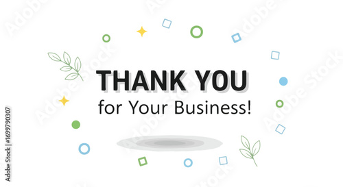 Gratitude expression for customer loyalty featuring playful design elements and a sincere message of appreciation towards clientele