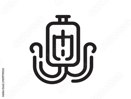 Modern IV Tubing Icon Design in Sleek Minimal Medical Vector Illustration Artwork