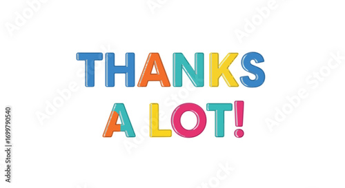 Expressing sincere appreciation with vibrant, playful typography illustration on clean background providing gratitude sentiment