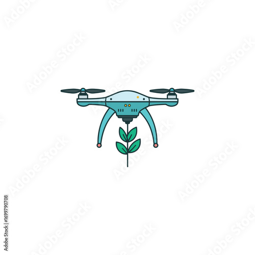 Intelligent drone monitoring icon set representing contemplation, progress, and problem-solving, with a touch of imagination and futuristic technology