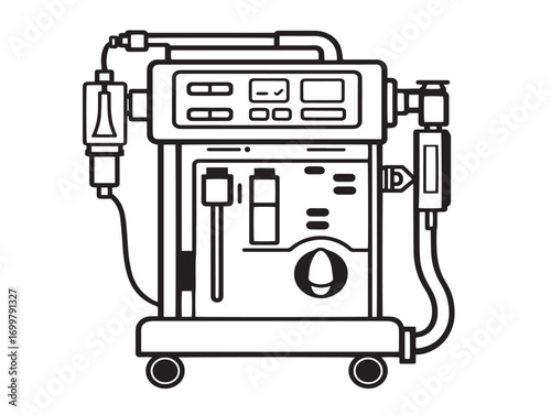 Medical anesthesia machine accessories icon clean vector art
