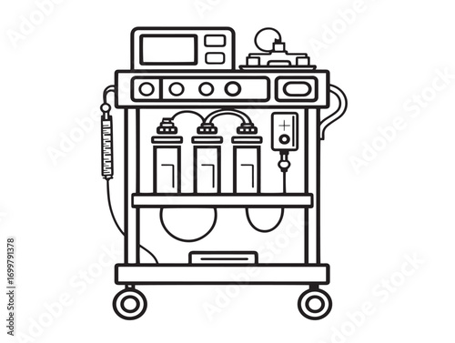 Elegant anesthesia machine equipment vector minimal illustration