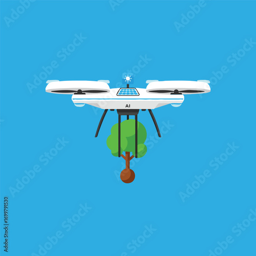 Drone Planting An Icon Set Showcasing AI's Imaginative Solution to Environmental Problems