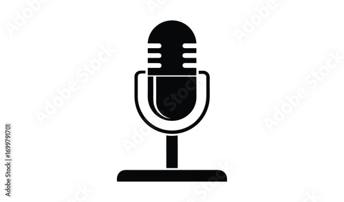 Retro microphone icon on white background