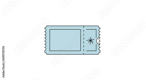 Delicate teal admission ticket with a jagged trim and perforated edge ready for an event or performance invitation design