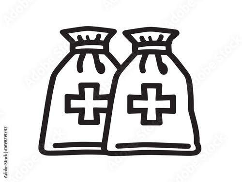 Professional biohazard disposal bag icon in elegant line design