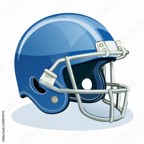 Blue modern helmet of the American football team, vector illustration.