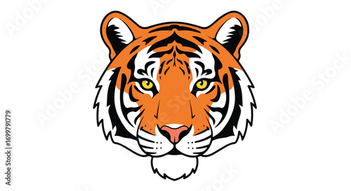 Striking rendition of a tiger's face, showcasing vibrant colors and bold contours that highlight the majesty of this animal
