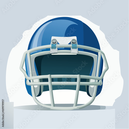 Blue modern helmet of the American football team, vector illustration.