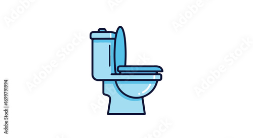 Modern light blue toilet bowl illustration for restroom design and construction projects showcasing sanitation fixtures in a clean style
