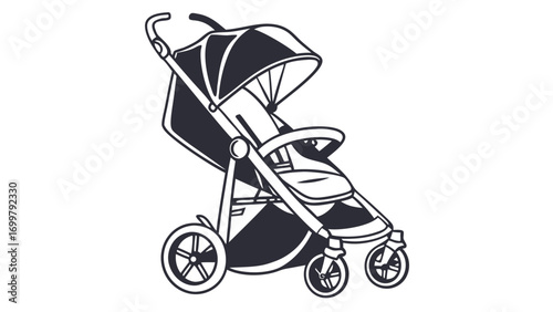 A modern and practical infant stroller illustration, perfect for depicting childcare, family outings, and convenient urban mobility for parents with their little ones