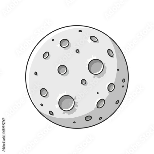 Cartoon illustration of a cratered moon surface.