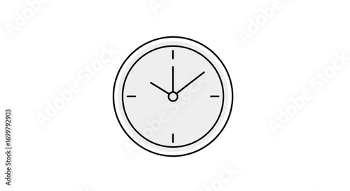 Minimalist Clock Face Illustration Representing Time and Schedule Management, Ten past ten