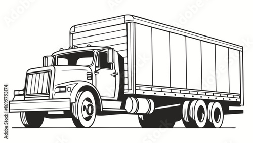 Vintage Box Truck Illustration.