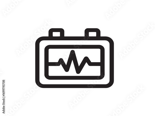Minimalist lifesaving defibrillator equipment vector art illustration