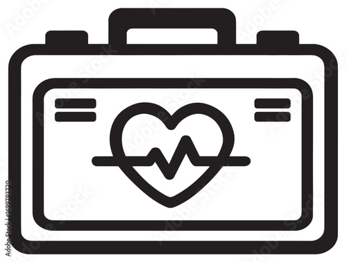 Medical defibrillators clean icon in elegant vector line artwork