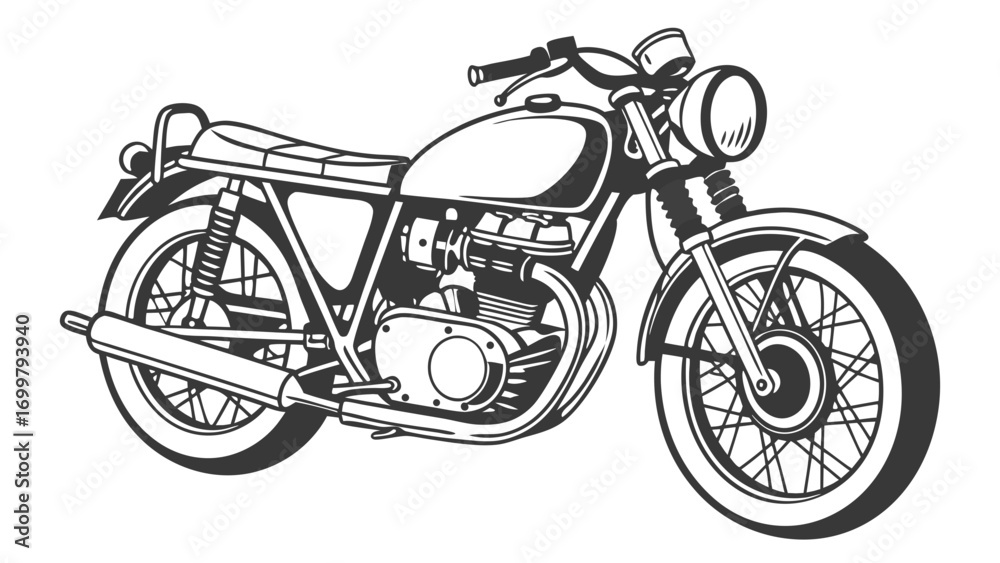 Obraz premium Vintage Motorcycle Illustration 1.