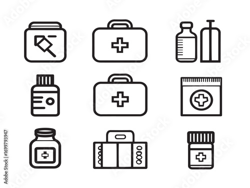 Clean medical dressing change kits detailed line art design