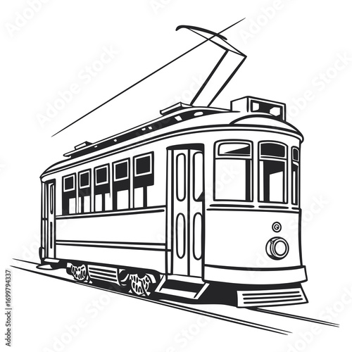 Vintage Tram Illustration A Classic Mode of Transportation.