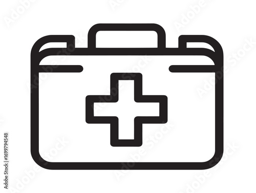 Detailed medical emergency kits illustration in elegant line artwork