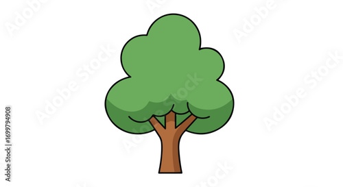 Stylized arboreal illustration featuring a vibrant green canopy atop a sturdy brown trunk depiction of nature 90