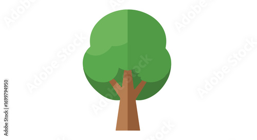 Stylized vector representation of a solitary, cartoonish tree against a blank background, suitable for illustrative design usage