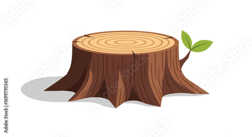 Stylized tree stump illustration showcasing new growth concept for ecological themes