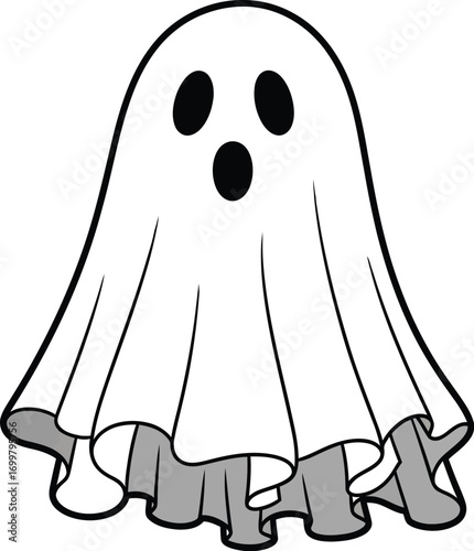 Spooky cartoon ghost silhouette for Halloween designs now