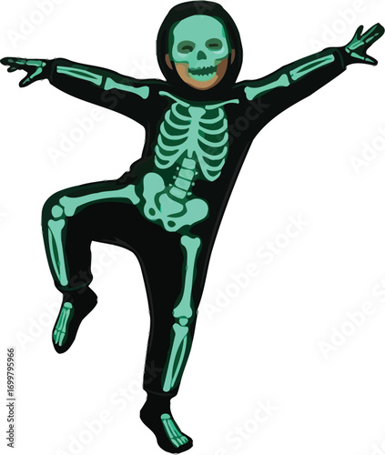 Spooky skeleton costume under the moonlight, Halloween fun
