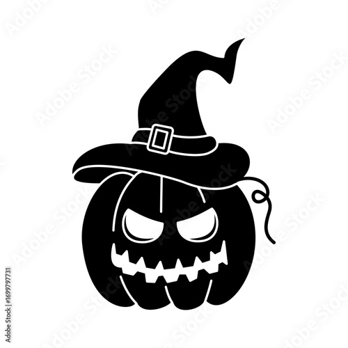 halloween pumpkin and witch