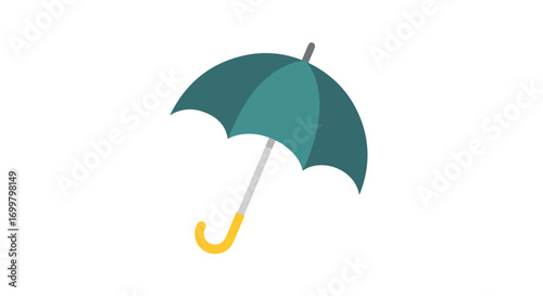 Teal umbrella icon illustration for weather protection and seasonal designs with a modern artistic flare on a clean background