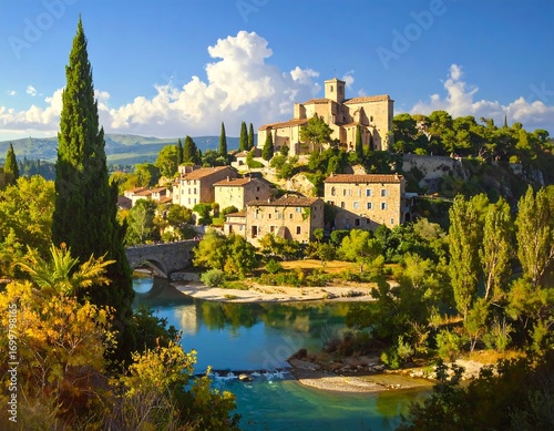 Wallpaper Mural Picturesque view of medieval village in Provence France on a sunny day Torontodigital.ca