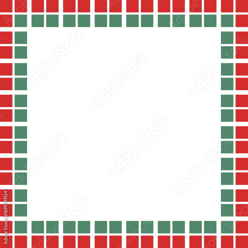 赤と緑の4ブロックタイルのクリスマスフレーム、ラインパターン　Web　Adobe Illustrator Artwork
