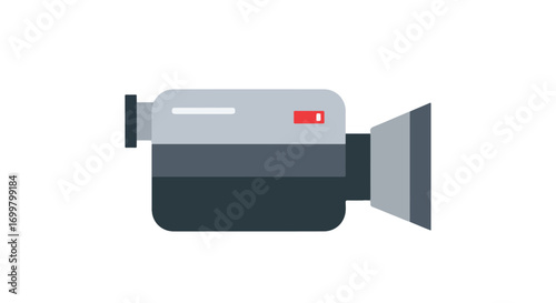 Stylized camcorder illustration for media production themes and vintage visual content using old fashioned technology for film making