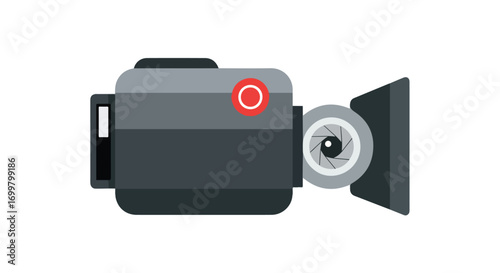 Sleek and modern camcorder icon, depicting digital media capture and home video recording technology for content creation in a stylized format