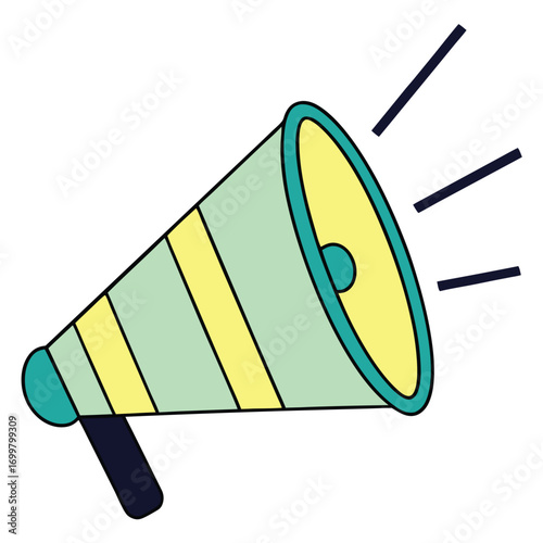 Vibrant Megaphone Illustration Announcing News and Alerts with Bold Colors and Dynamic Lines for Attention Grabbing Visual Communication