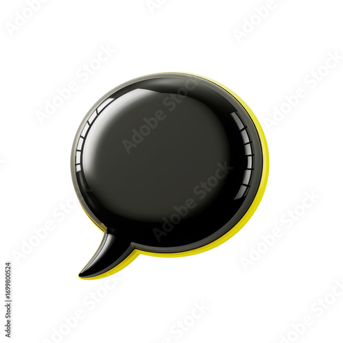 Chat bubble design featuring a black silhouette with a yellow outline for modern communication applications