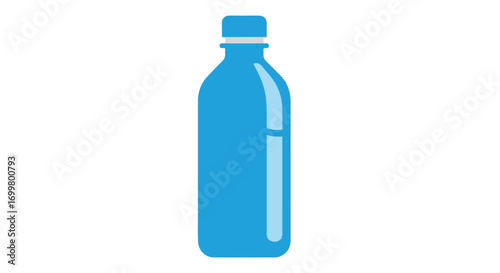 Simplified blue water bottle illustration symbolizing hydration and sustainability with sleek design and minimalist aesthetic conveying purity and