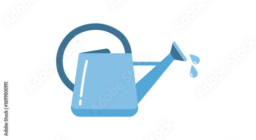 A Simple Light Blue Watering Can Icon Isolated on White Background, Representing Gardening and Plant Care and Maintenance in Vector Style Illustration