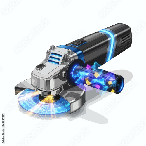 Precision Angle Grinder with Futuristic Energy Disc for Cutting and Grinding Tasks