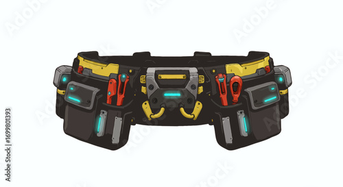 Futuristic Technician Tool Belt with Glowing Accents