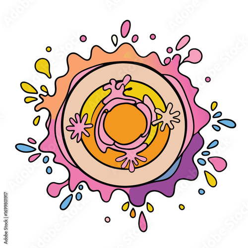Vibrant donut splash with colorful icing for tempting treat designs