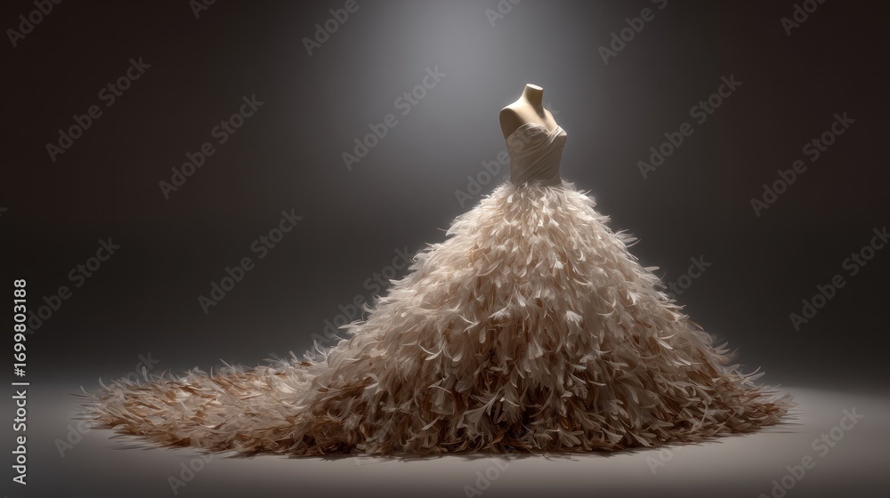 Fototapeta premium Elegant feather wedding gown
